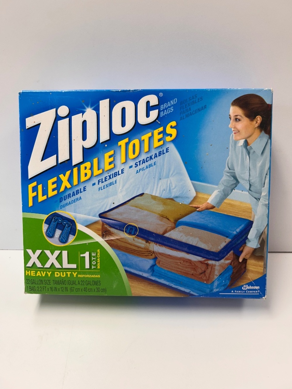 New In Box Ziploc Flexible Totes XXL Heavy Duty Jumbo 22 Gallon 1 Count Zipper